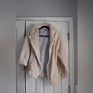 aerie Cream Sherpa Hooded Teddy Jacket